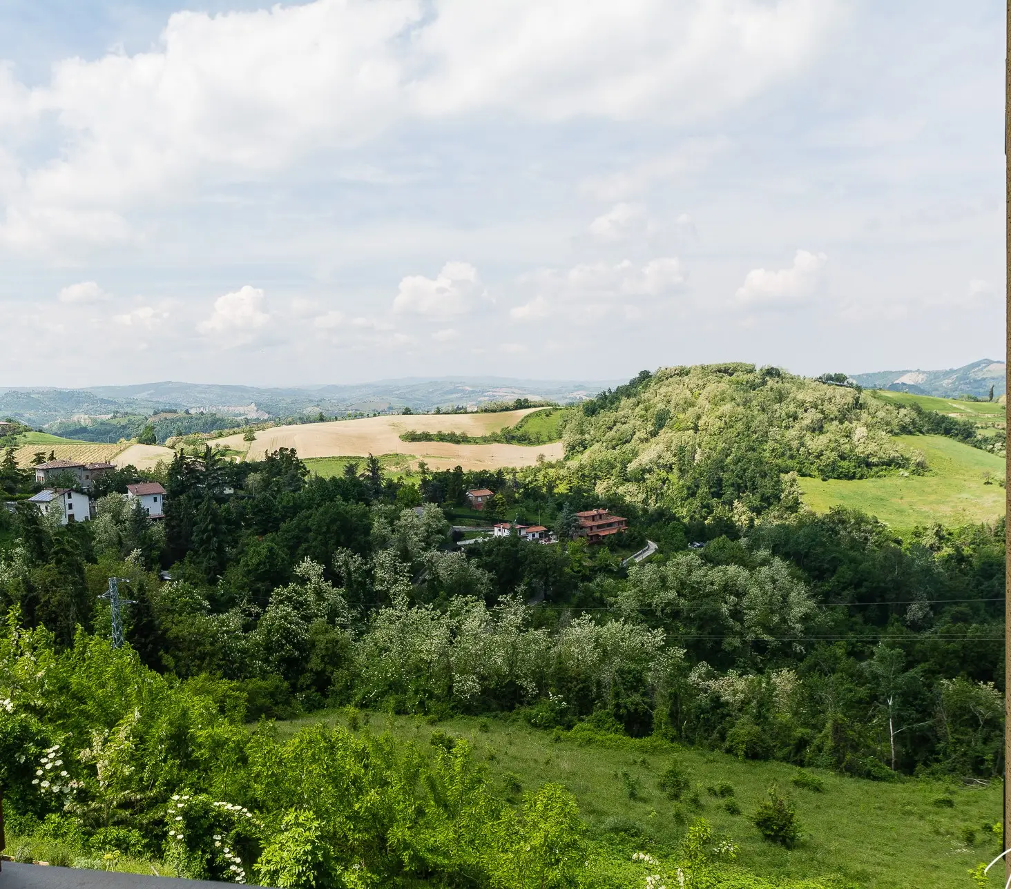 Vista panoramica sulle colline di Monte San Pietro dalla proprietà